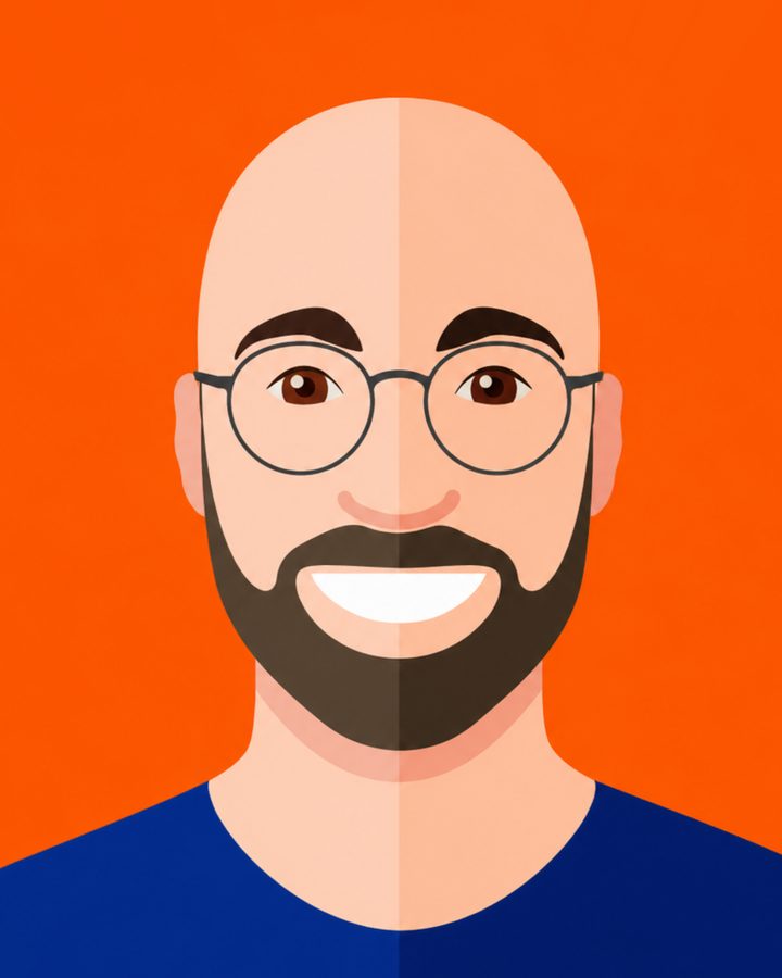 Illustrated portrait of Joshua Grant